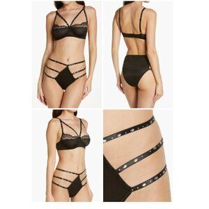 Embellished Strappy Underwire Bra & Panties, Small